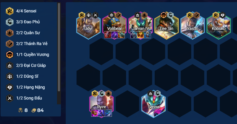 Giai đoạn cuối trận với Volibear Sensei Chiến thuật cuối game và nâng cấp đội hình